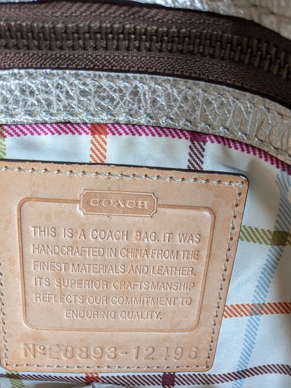 Coach Bleecker Vintage Large Platinum Metallic Leather Tote Bag #14384 - Picture 2 of 13